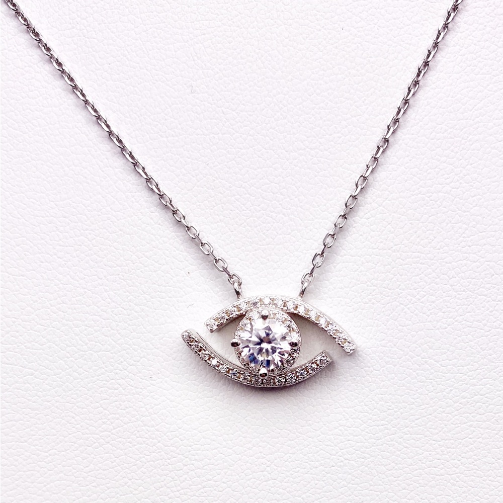 Evil eye moissanite diamond pendant necklace